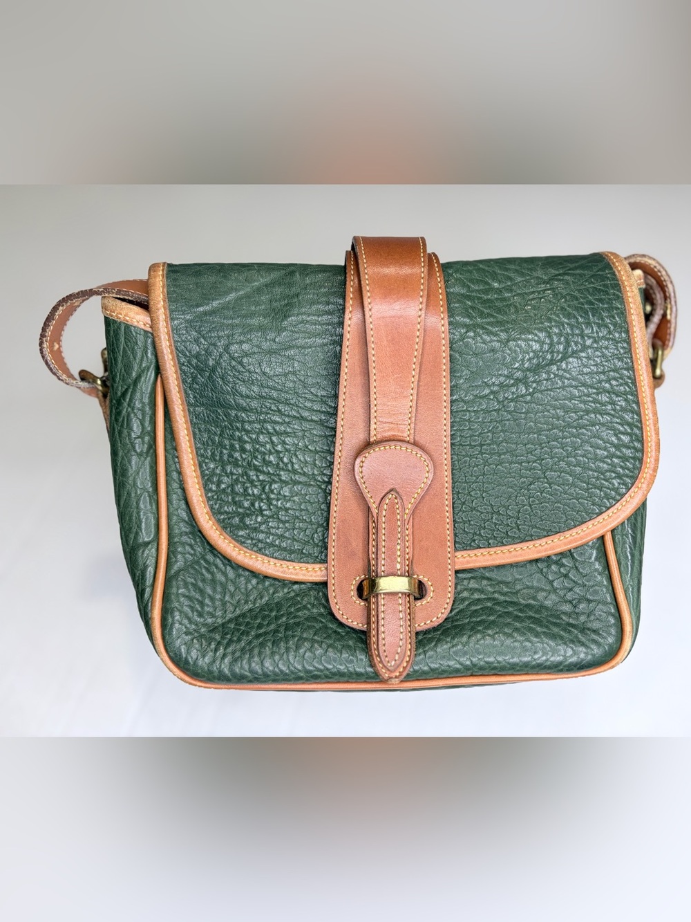 Dooney & Bourke Vintage Equestrian Binocular Bag R56 AWL Forest Green Brass